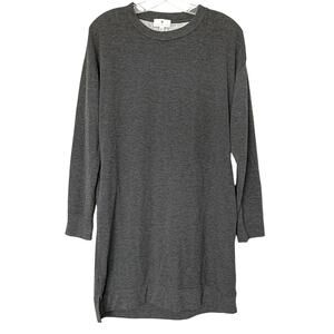 Socialite Sweater Dress, Crew Neck Knit Long Sleeve Shirt Dress Womens Sz S Grey